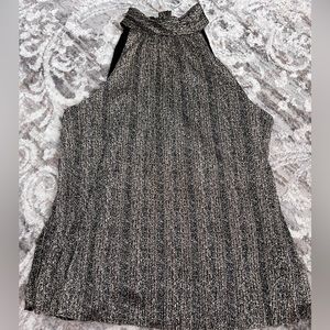 Vince Camuto Women's Black & Gold Metallic Tie-Back Sleeveless Blouse - Size L